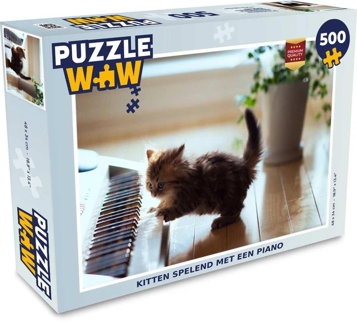 PuzzleWow Kat Legpuzzel 500 Stuks - Multicolor