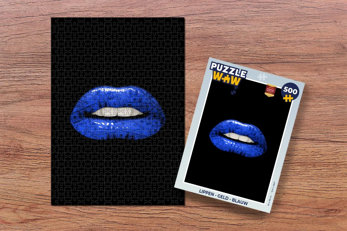 PuzzleWow Lippen - Geld Puzzel 500 Stuks - Multicolor