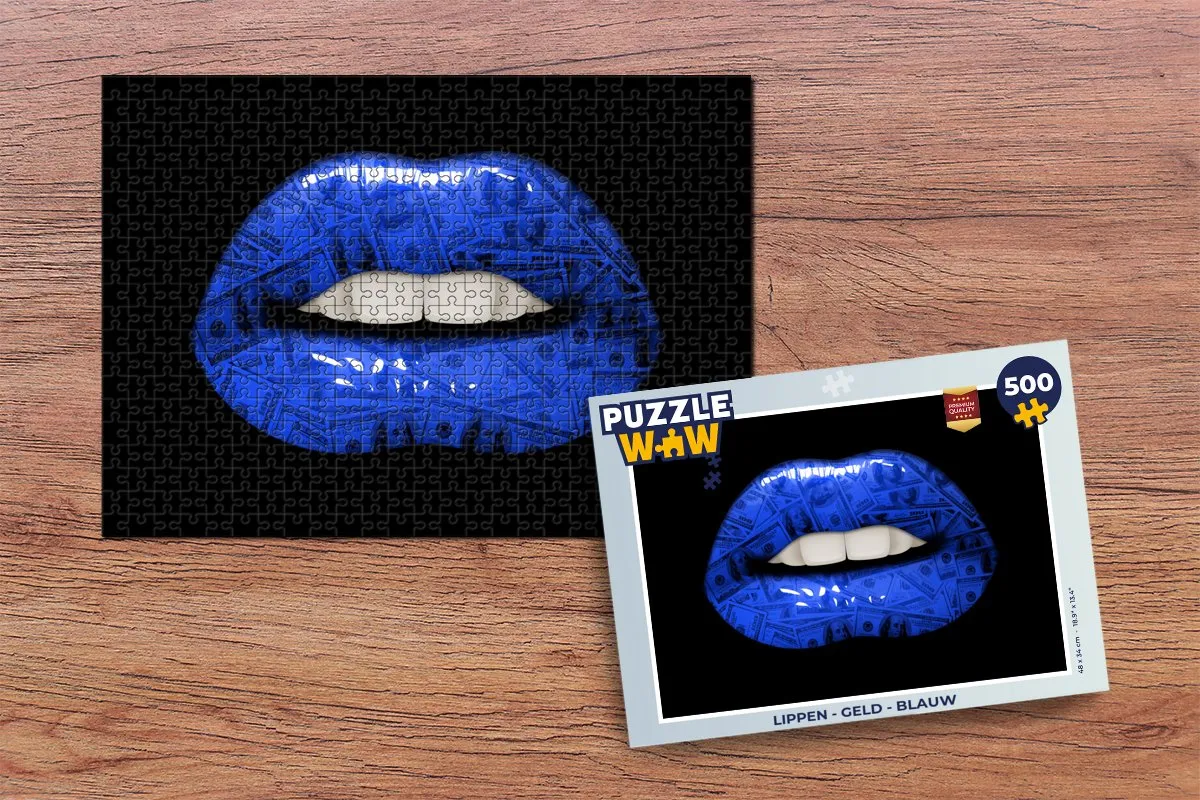 PuzzleWow Lippen - Geld Puzzel 500 Stuks - Multicolor