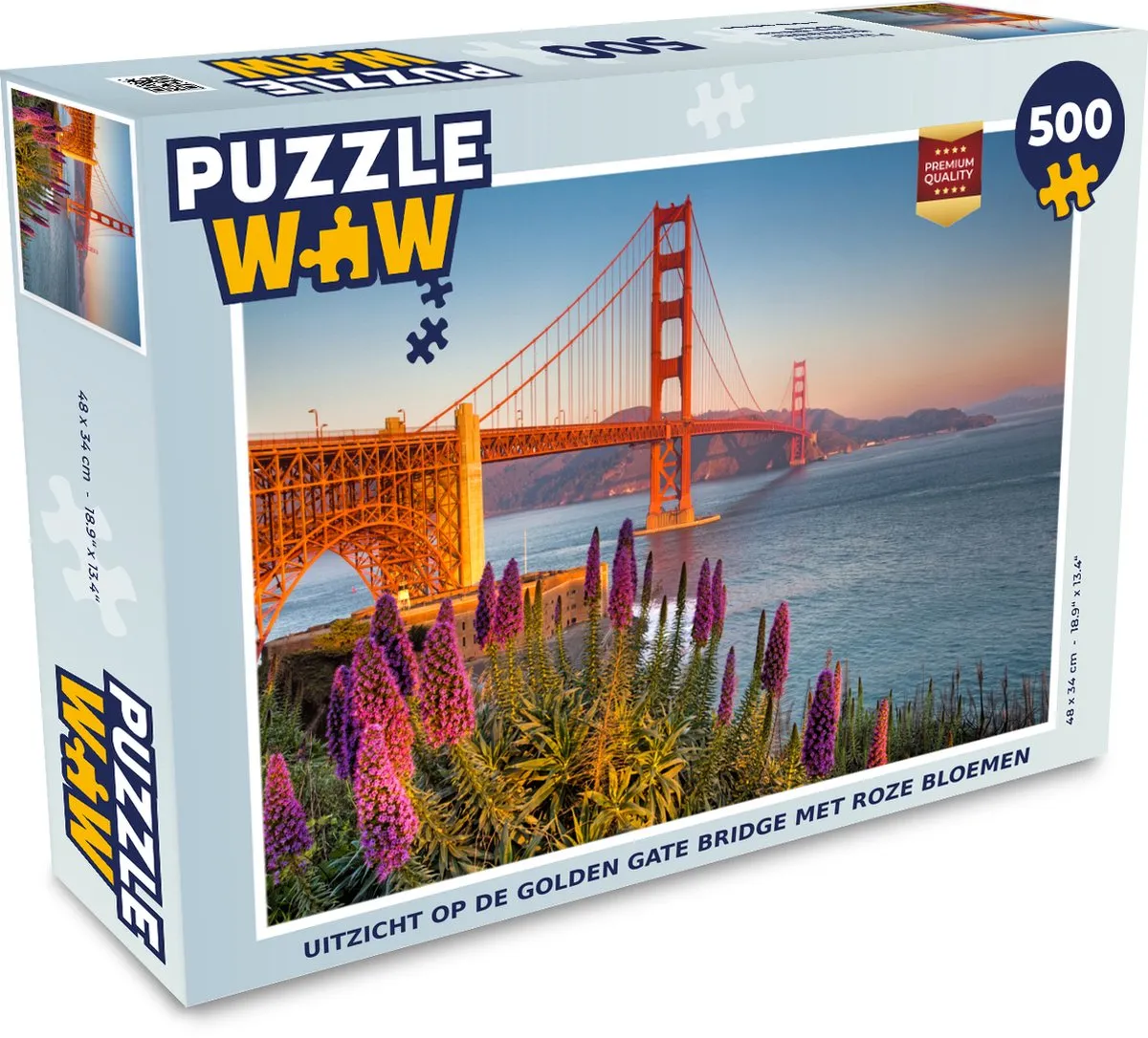 PuzzleWow Golden Gate Bridge Roze Bloemen Legpuzzel 500 Stuks