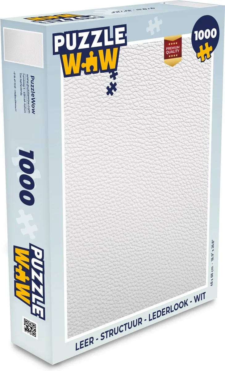 PuzzleWow Leerpuzzel 1000 Stuks - Lederlook Wit