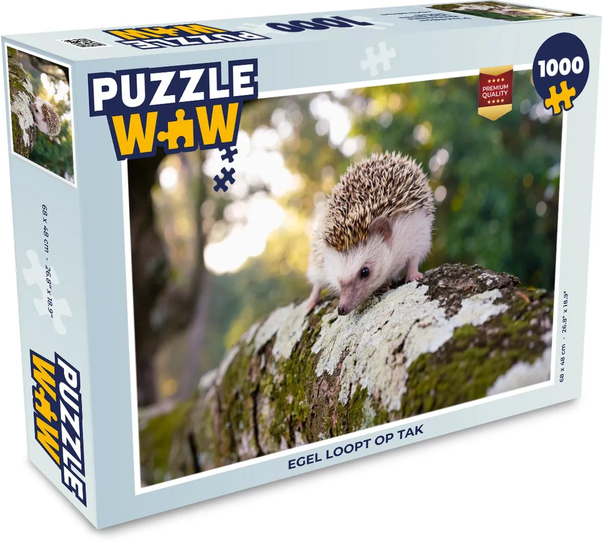 PuzzleWow Legpuzzel 1000 Stuks - Egel op Tak - Multicolor