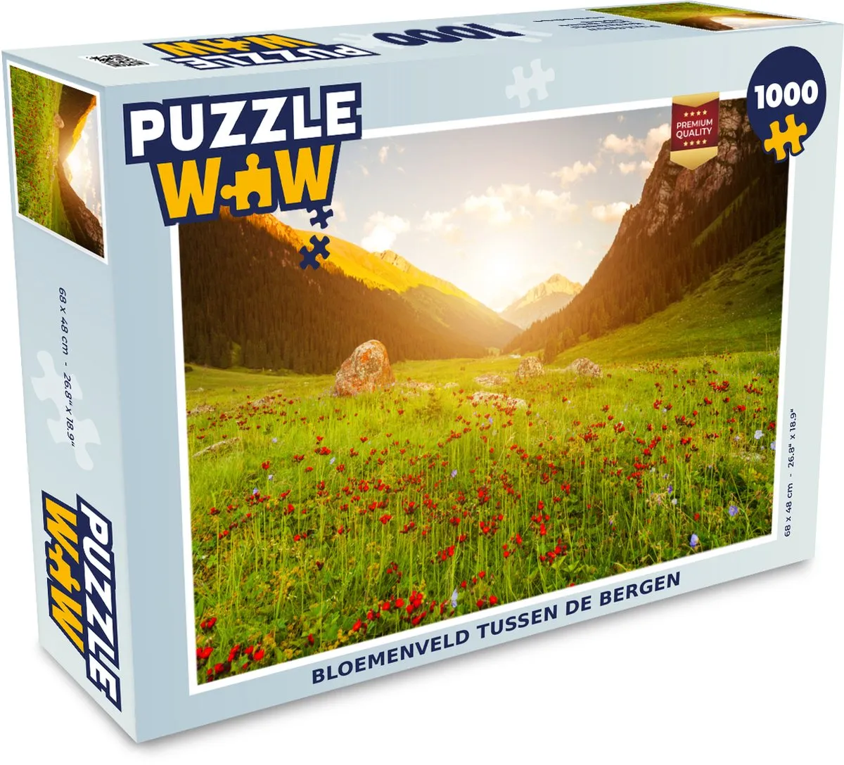 PuzzleWow Bloemen Berg Zon Legpuzzel 1000 Stuks - Multicolor