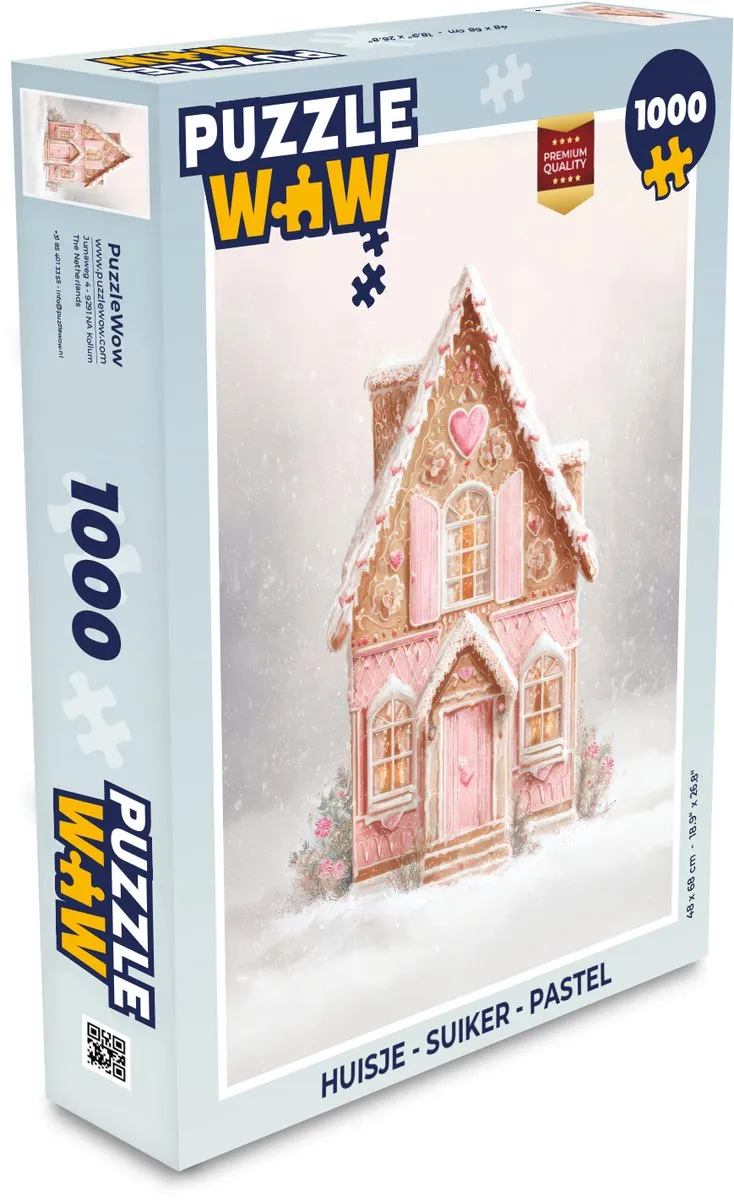 PuzzleWow Kerstpuzzel Huisje Suiker Pastel 500 Stuks