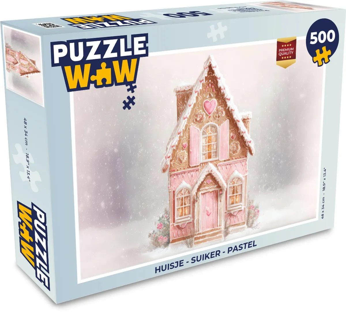 PuzzleWow Kerstpuzzel Huisje Suiker Pastel 500 Stuks