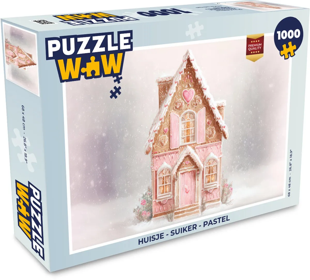 PuzzleWow Kerstpuzzel Huisje Suiker Pastel 500 Stuks