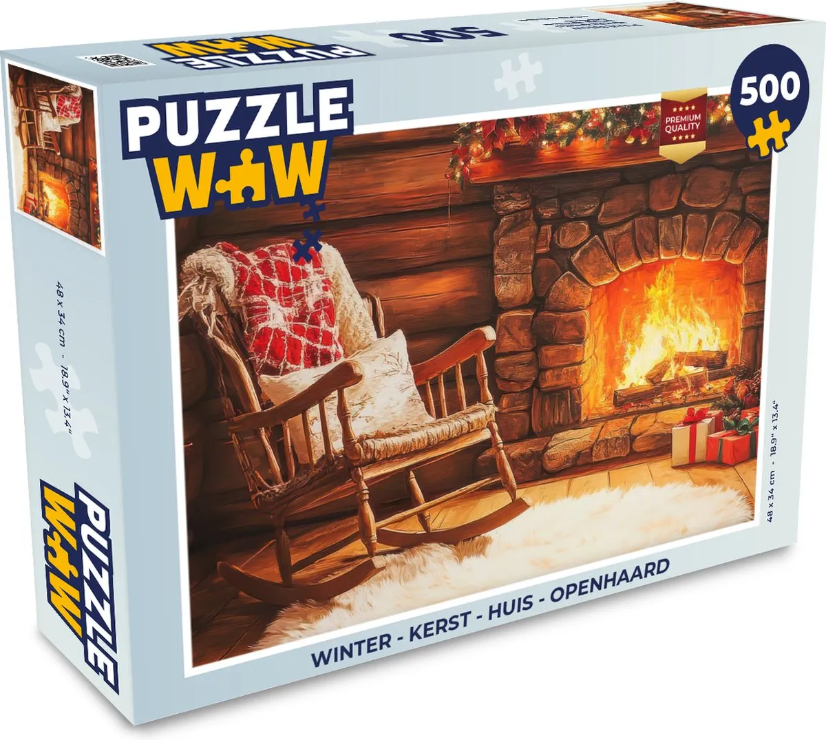 PuzzleWow Kerst Openhaard Legpuzzel 500 Stuks - MPN 8721166929531