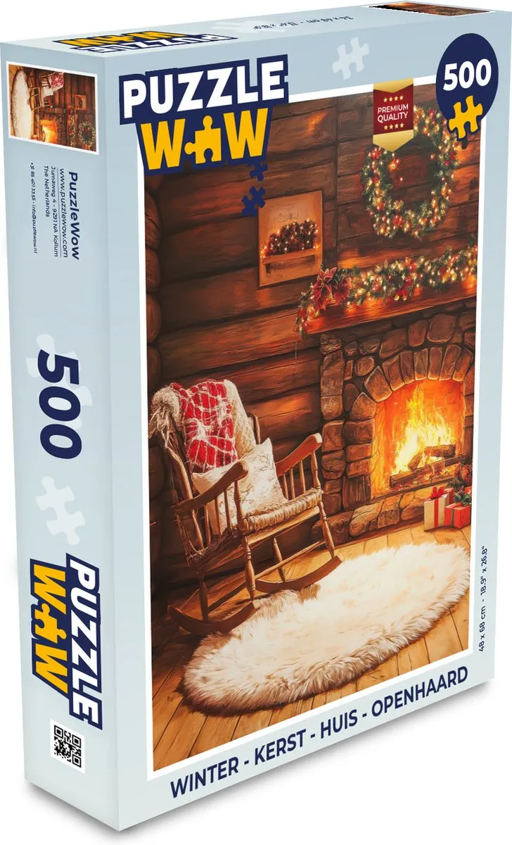 PuzzleWow Kerst Openhaard Legpuzzel 500 Stuks - MPN 8721166929531
