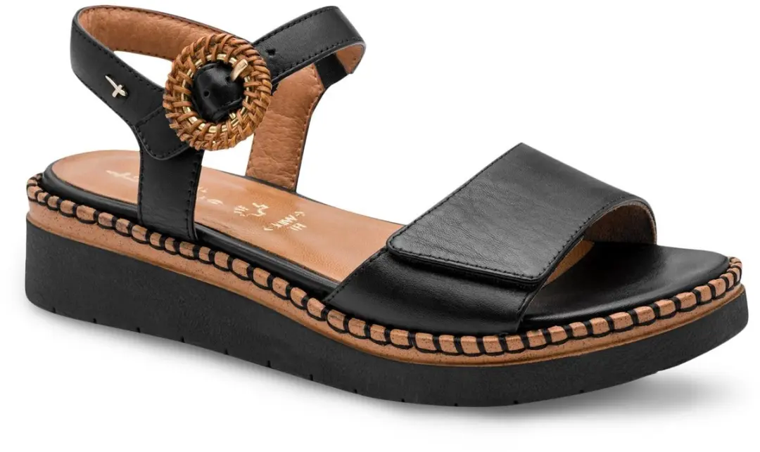 Leren sandalen met plateauzool Comfort