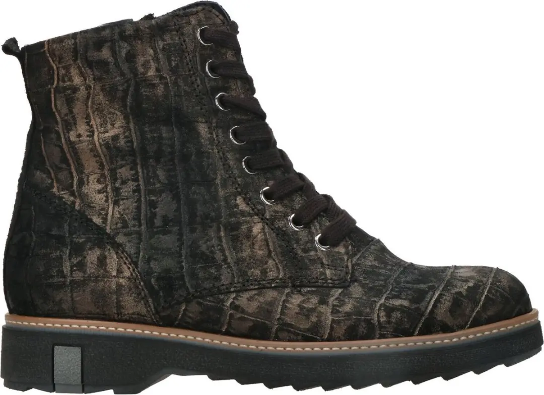 Waldlaufer Veterboot 683801 113 038 Zwart Brons Kroko Wijdte K