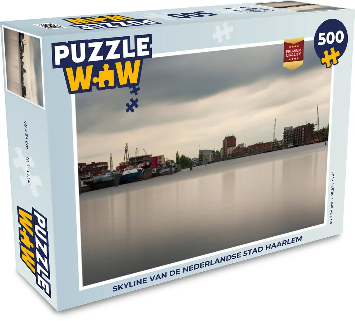 PuzzleWow Skyline Haarlem Water Legpuzzel 500 Stuks - Multicolor