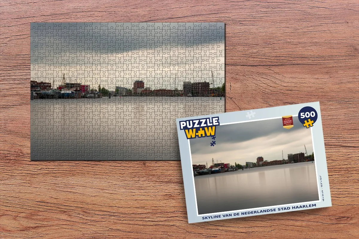 PuzzleWow Skyline Haarlem Water Legpuzzel 500 Stuks - Multicolor