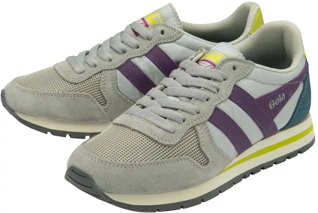 Gola Daytona CLA592 Damestrainers - Lichtgrijs/Foxglove/Zwavel - afbeelding 3 van 6