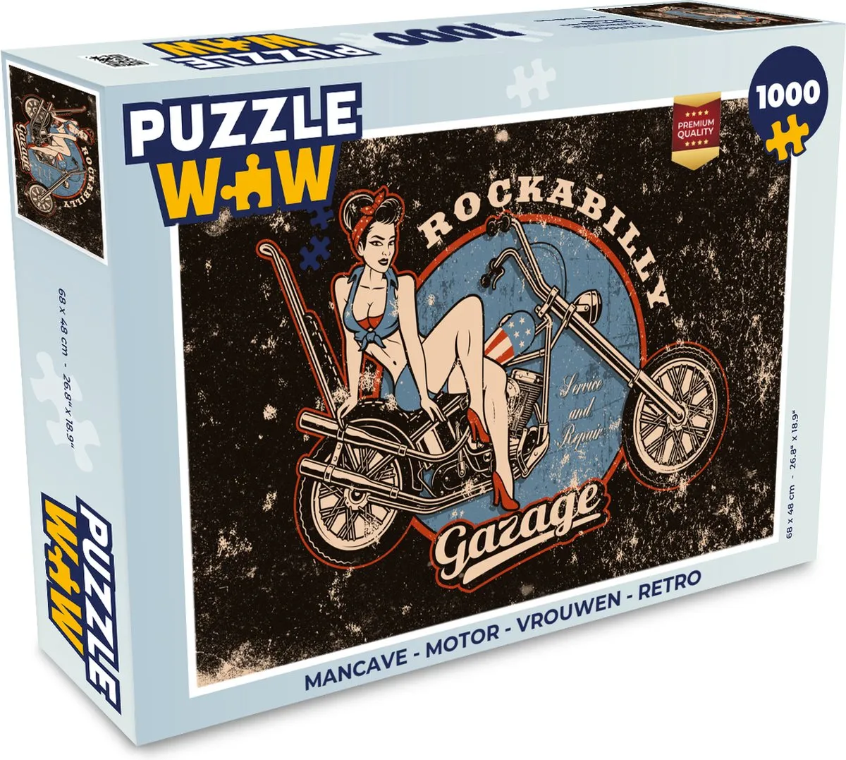 PuzzleWow Mancave Motor Legpuzzel 1000 Stuks - Multicolor