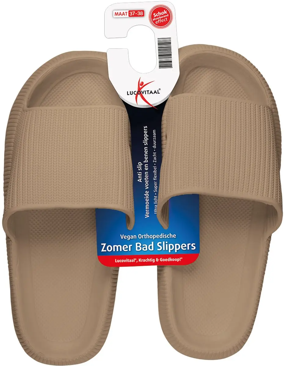 Zomer Badslipper 37-38 Taupe (1 paar)