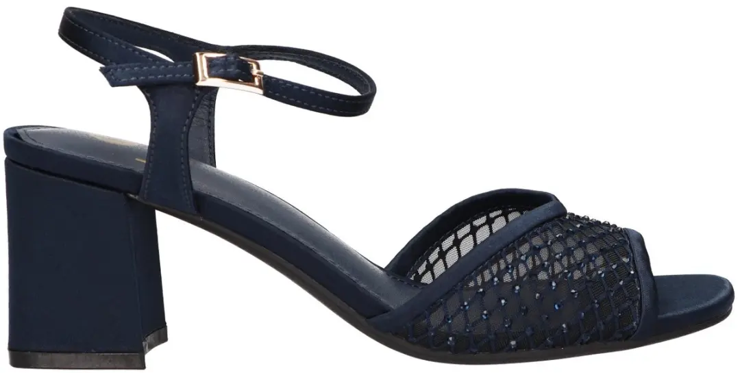 La Strada Sandaal Blokhak Donkerblauw Mesh