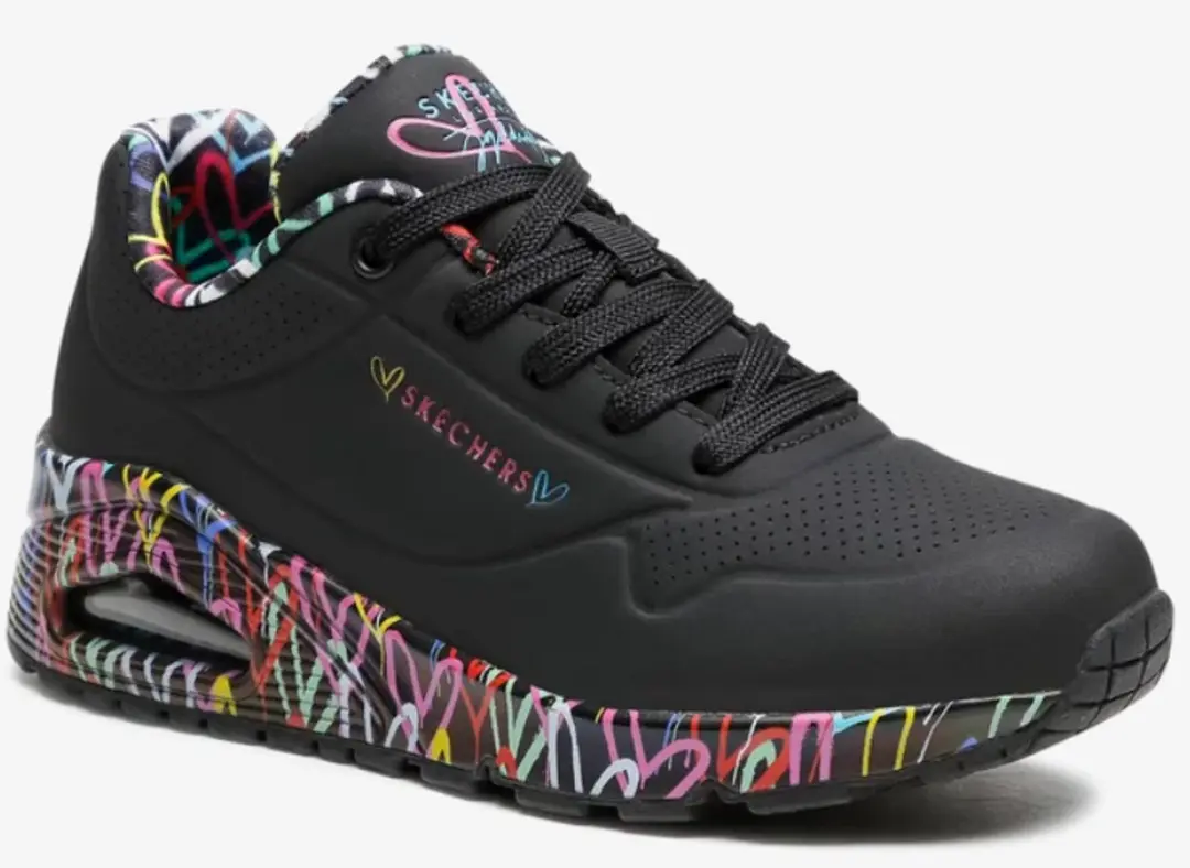 Skechers Uno-Loving Love Sneakers 155506-BBK - Zwart