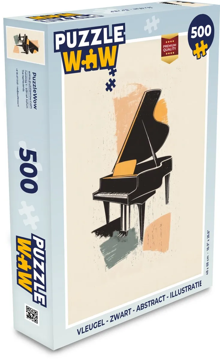 PuzzleWow Vleugel Puzzel 500 Stuks - Abstract - Zwart