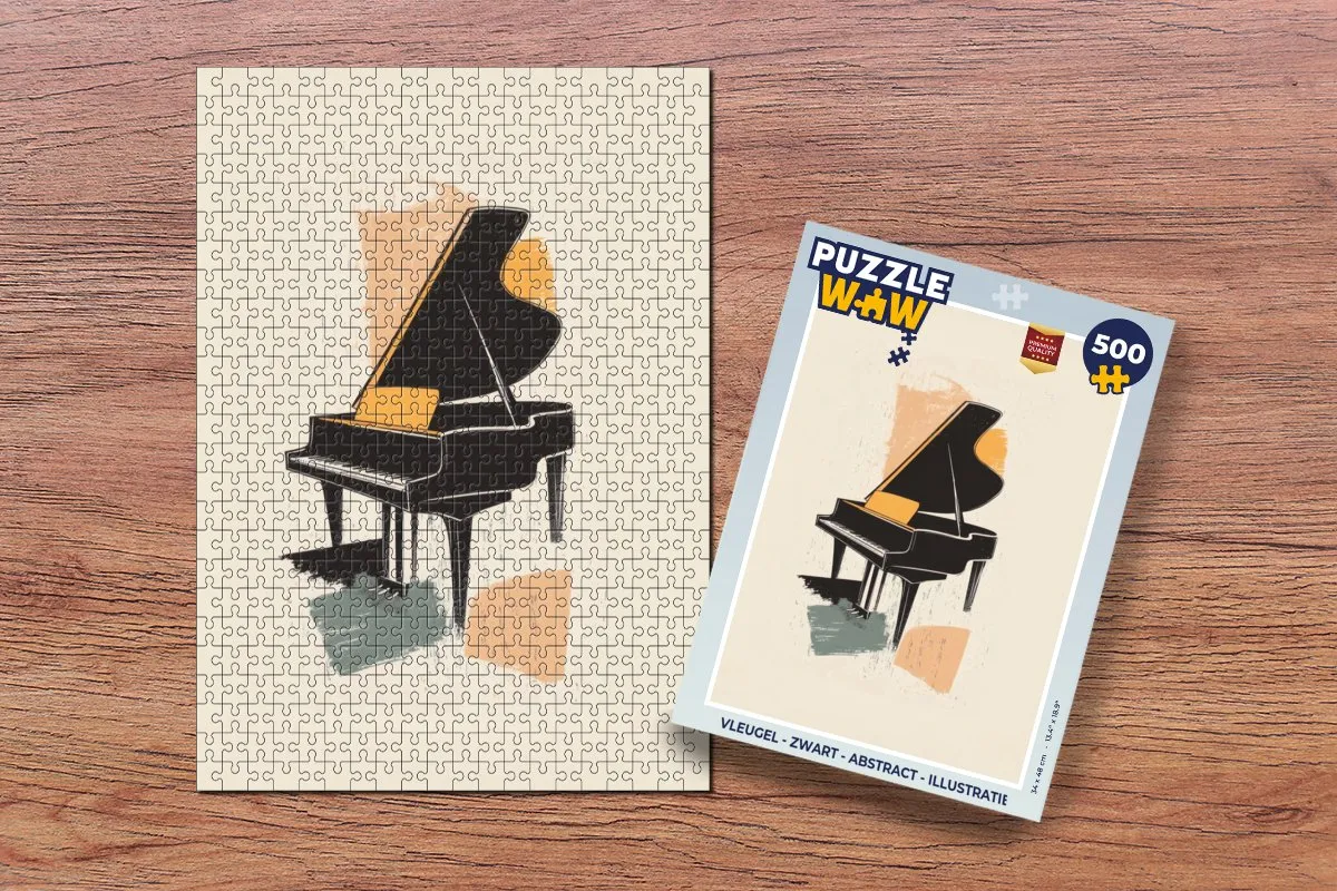 PuzzleWow Vleugel Puzzel 500 Stuks - Abstract - Zwart