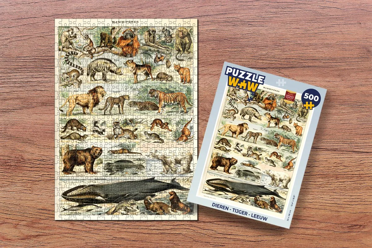 PuzzleWow Adolphe Millot Dieren Legpuzzel 500 Stuks - Multicolor