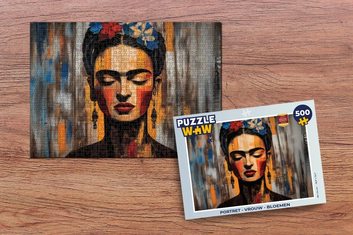 PuzzleWow Portret Vrouw Bloemen Legpuzzel 500 Stuks - MPN 8721181128186