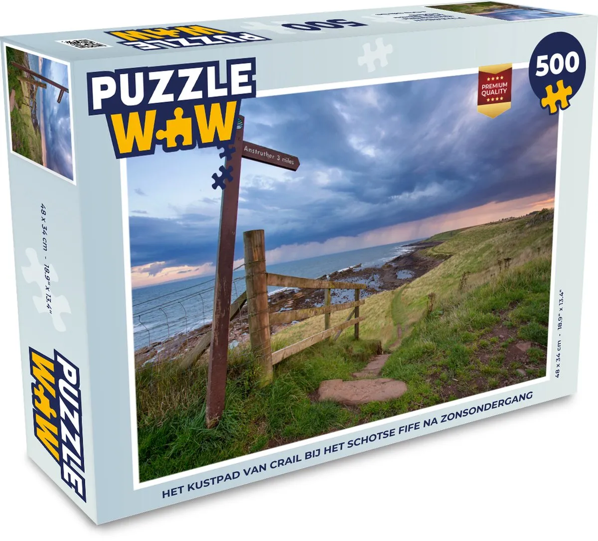 PuzzleWow Het kustpad van Crail bij Schots Fife Legpuzzel 500 Stuks - Multicolor