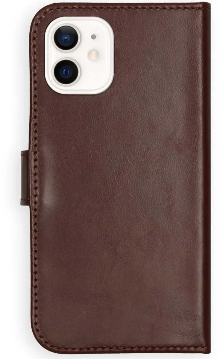 Selencia Hoesje iPhone 12 Mini Echt Lederen Bookcase - 3 Pasjes - Bruin