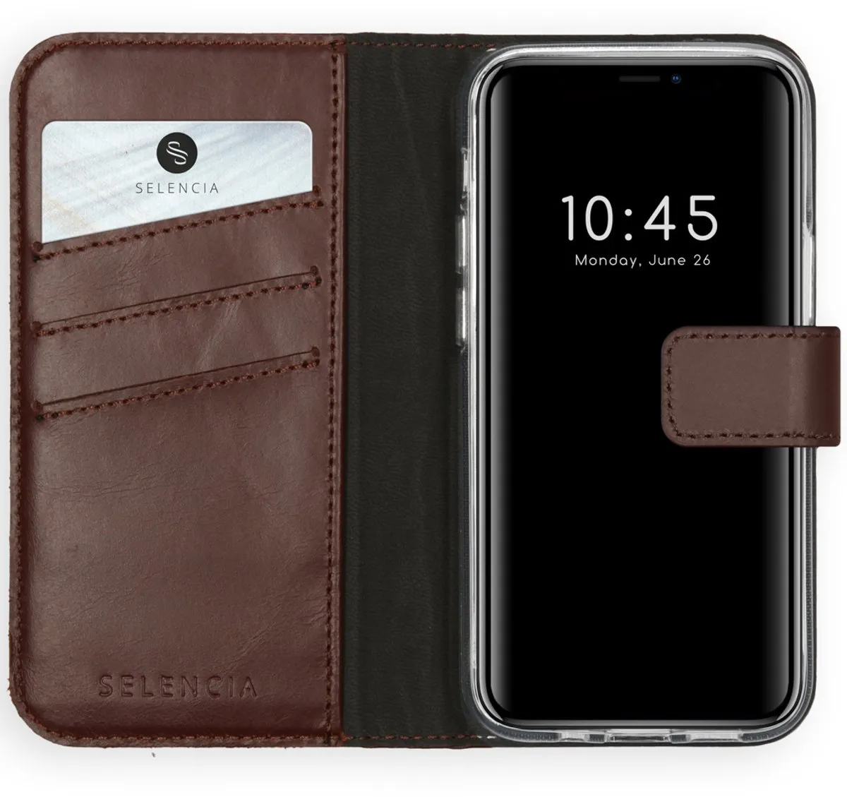 Selencia Hoesje iPhone 12 Mini Echt Lederen Bookcase