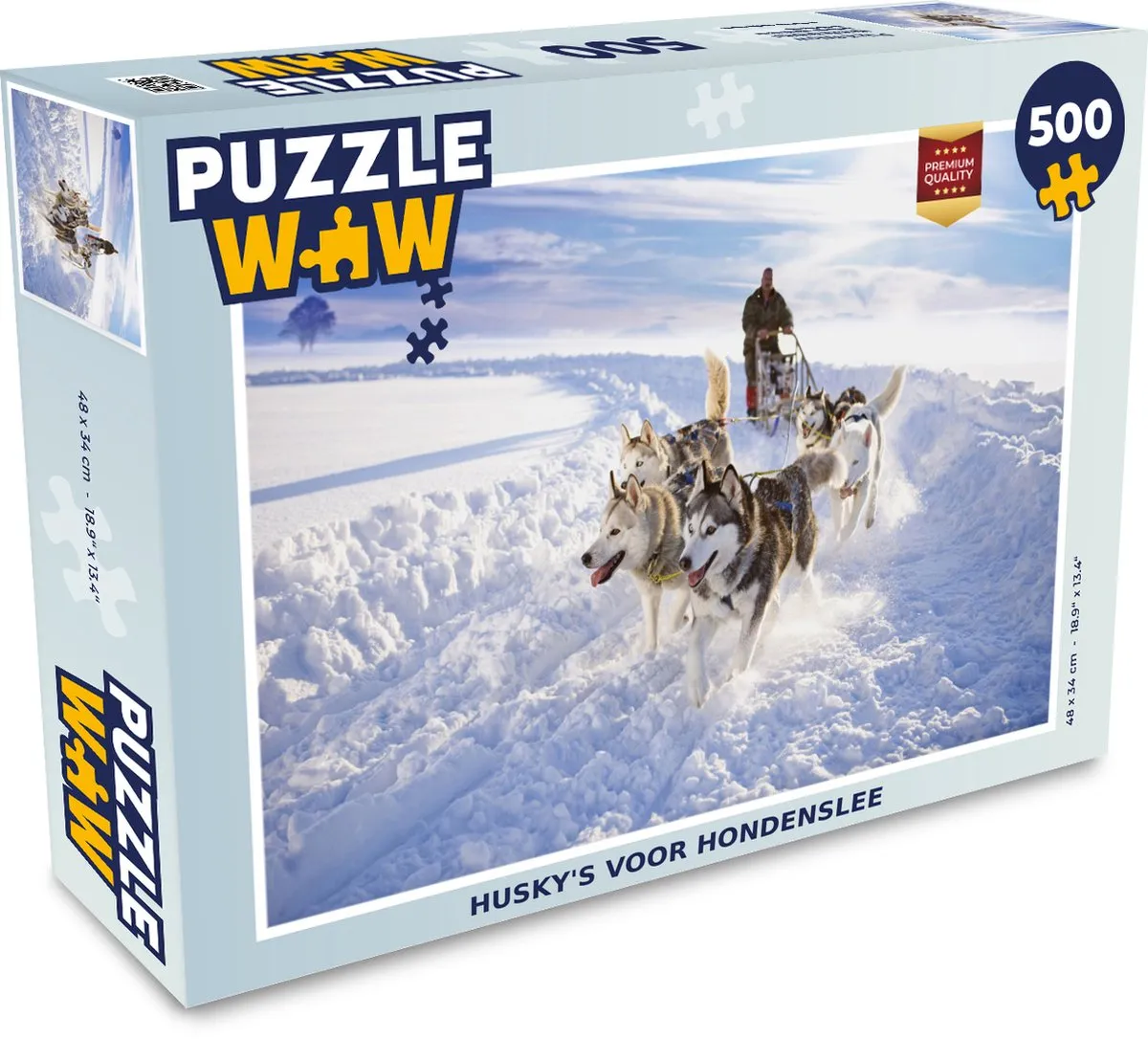 PuzzleWow Husky's voor Hondenslee Legpuzzel 500 Stuks - Multicolor