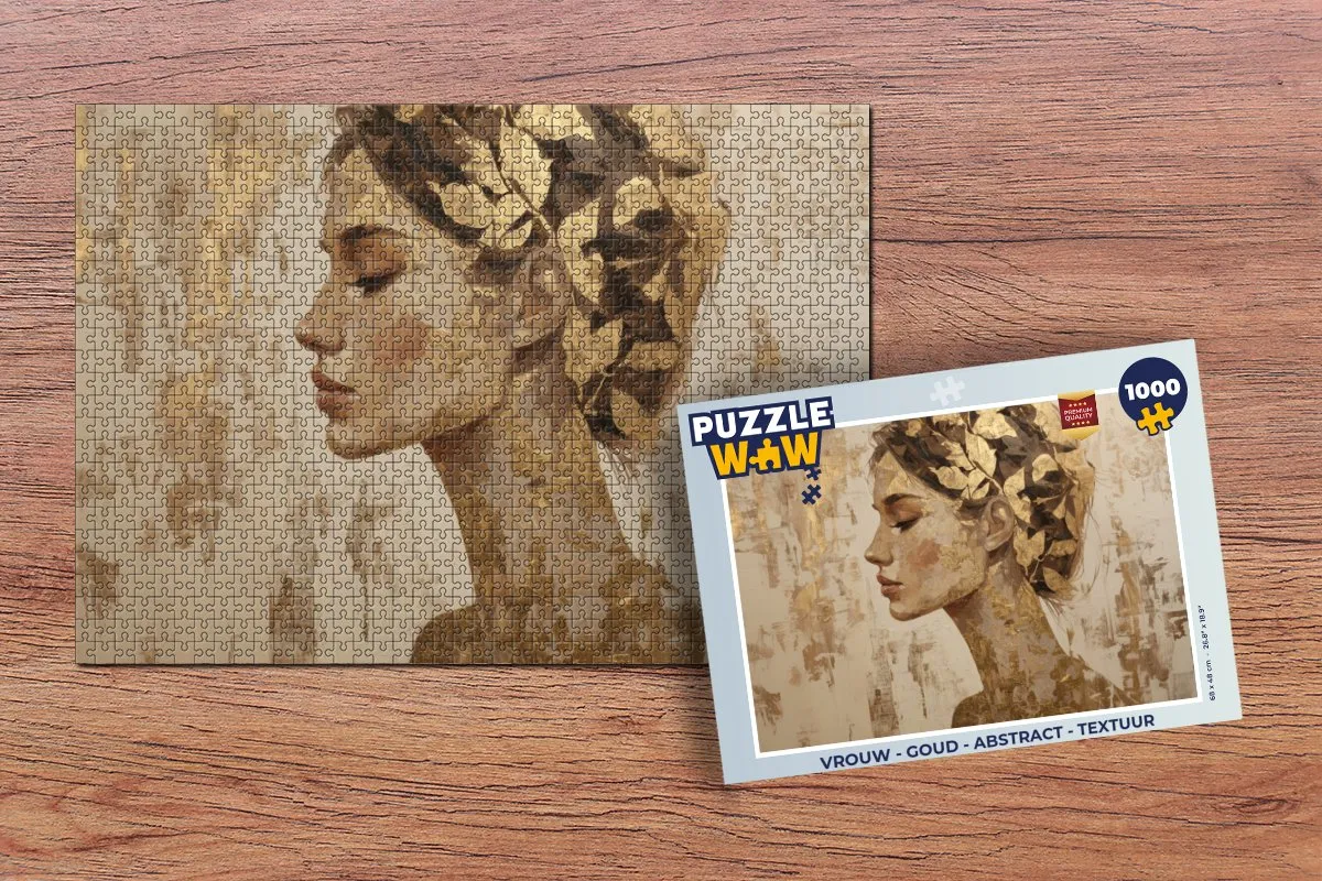 PuzzleWow Legpuzzel 1000 Stuks - Goud Abstract Textuur