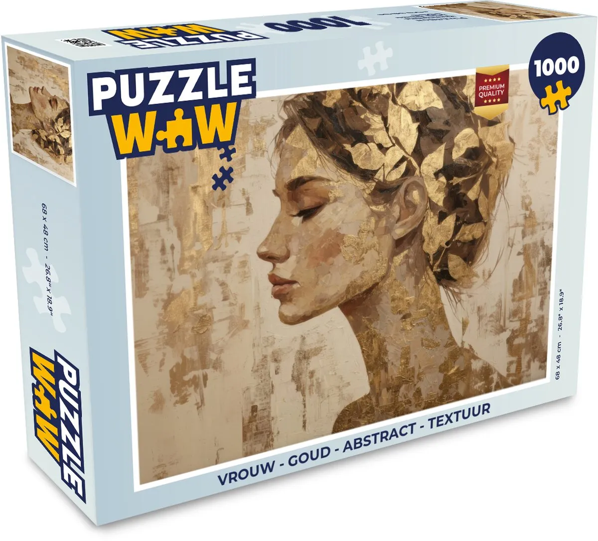 PuzzleWow Legpuzzel 1000 Stuks - Goud Abstract Textuur