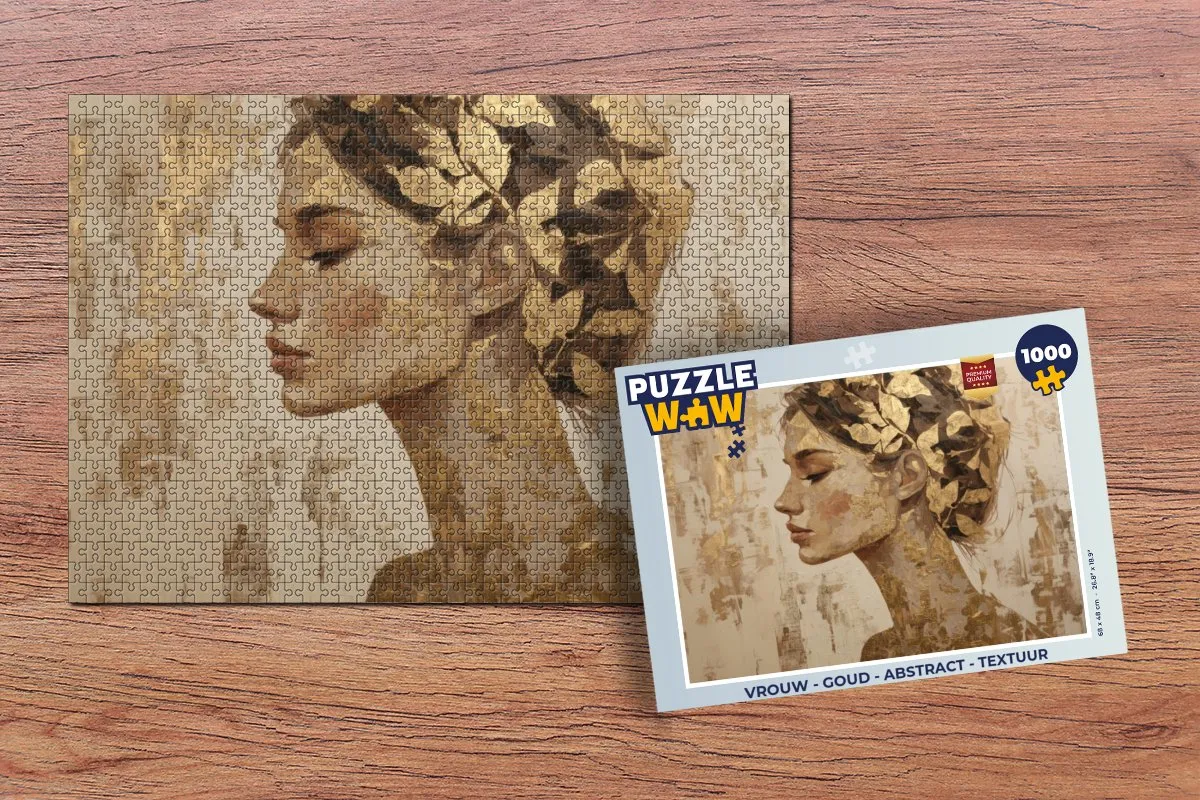 PuzzleWow Legpuzzel 1000 Stuks - Goud Abstract Textuur