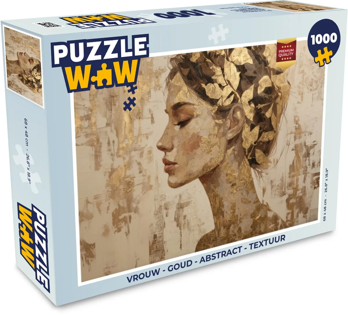 PuzzleWow Legpuzzel 1000 Stuks - Goud Abstract Textuur
