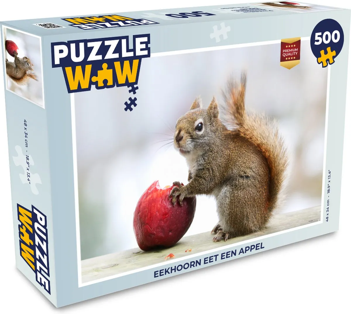 PuzzleWow Legpuzzel Eekhoorn eet een appel 500 Stuks - Multicolor