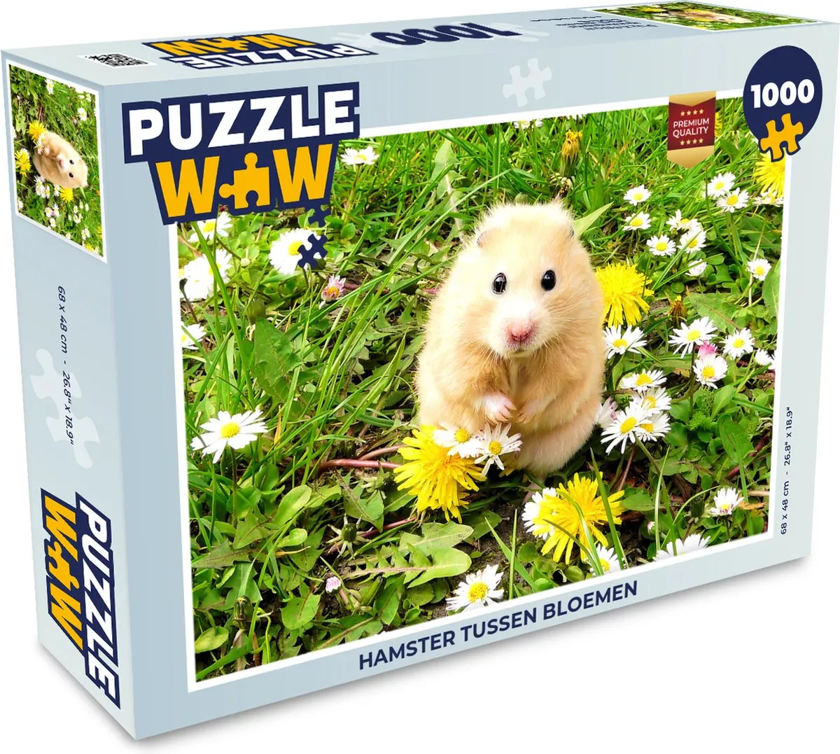 PuzzleWow Hamster tussen bloemen Legpuzzel 1000 Stuks - Multicolor