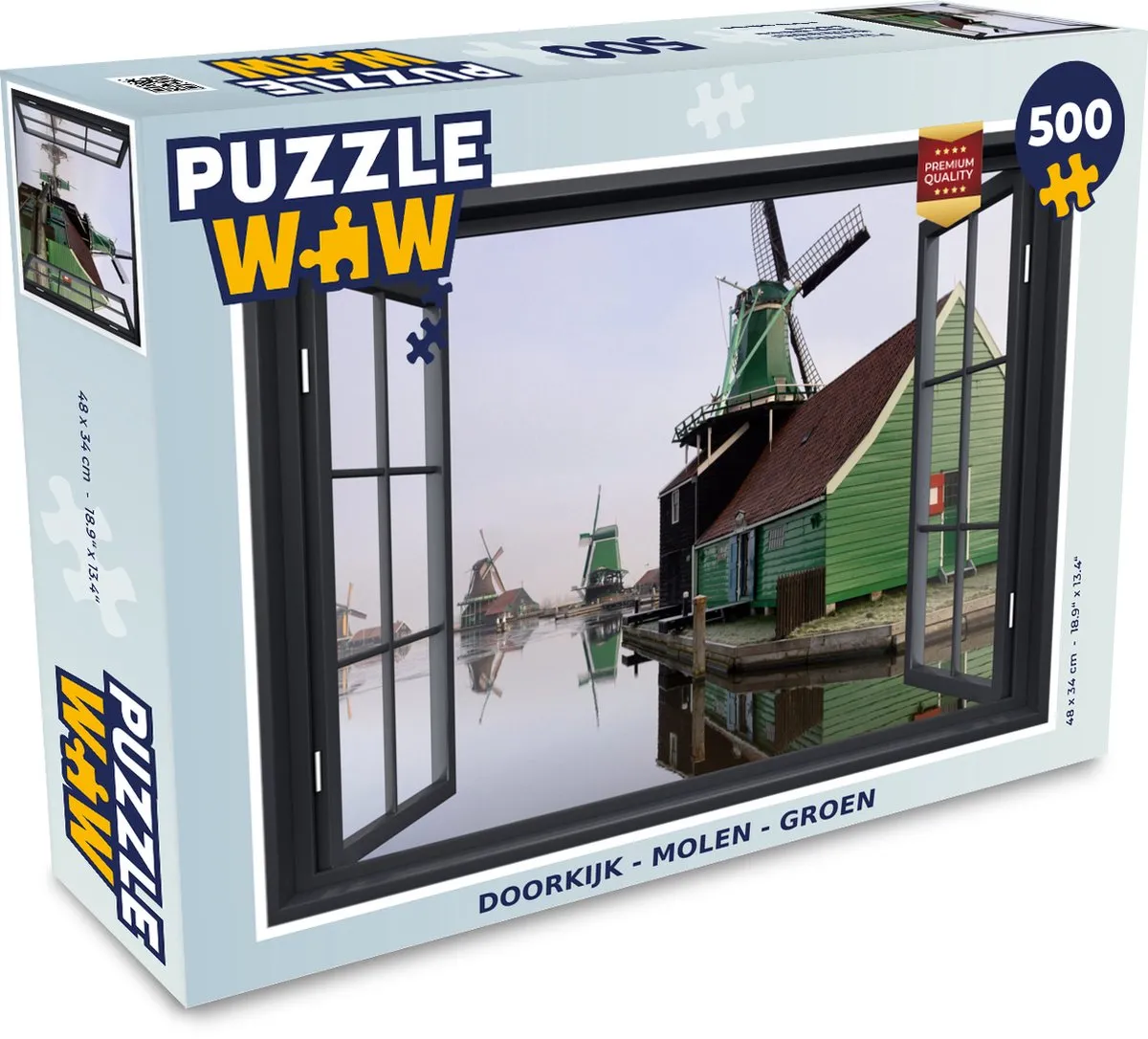 PuzzleWow Doorkijk Molen Legpuzzel 500 Stuks - Multicolor