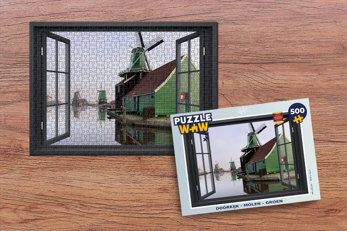 PuzzleWow Doorkijk Molen Legpuzzel 500 Stuks - Multicolor