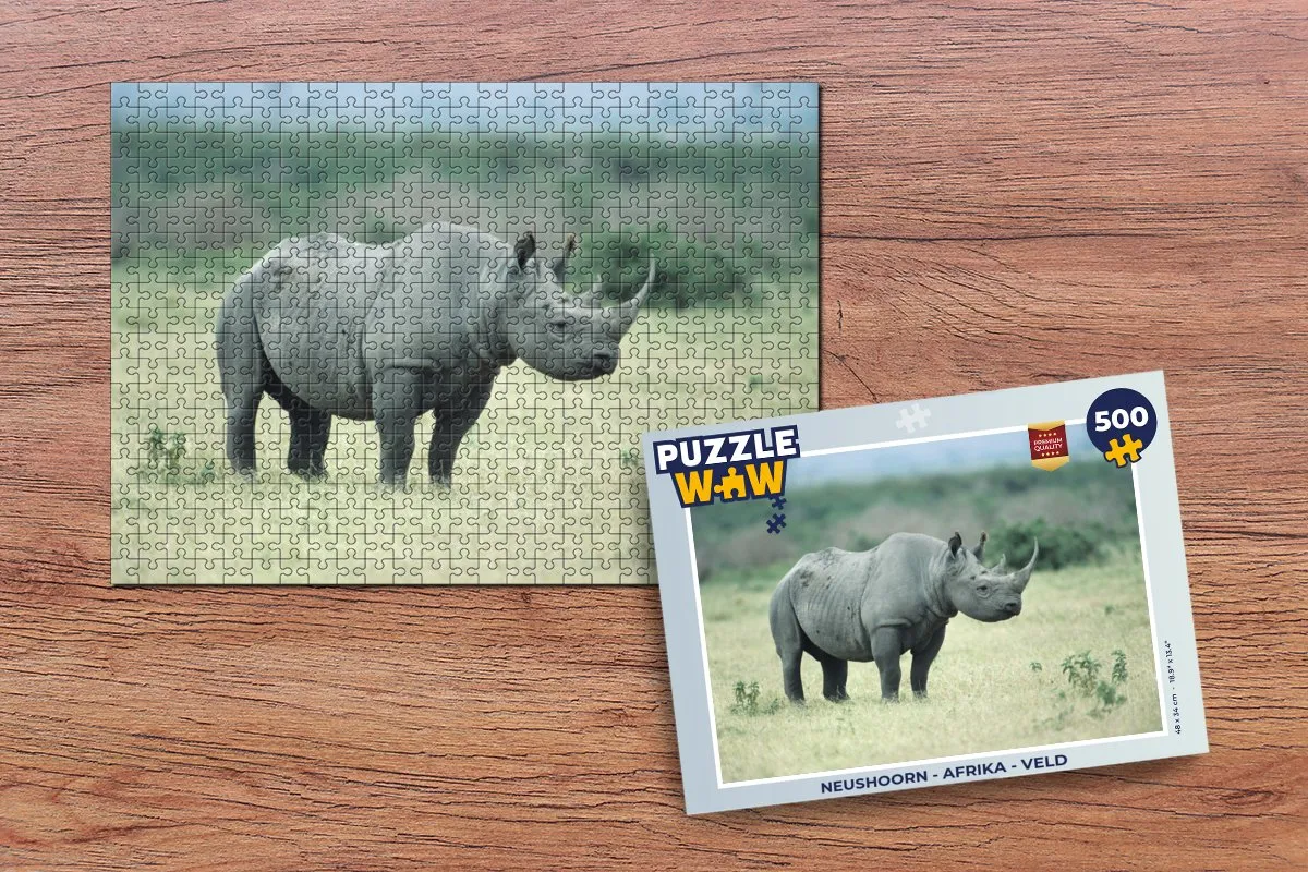 PuzzleWow Neushoorn Afrika Veld Legpuzzel 500 Stuks - Multicolor