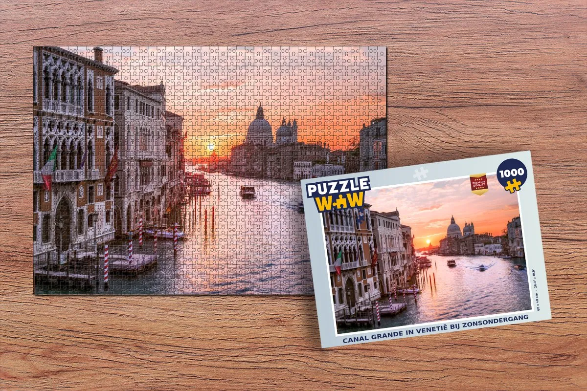 PuzzleWow Boot - Water - Zon - Venetië Legpuzzel 1000 Stuks - Multicolor