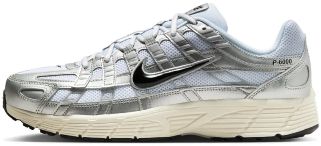 Nike P-6000 White Metallic Silver Flat Silver Black