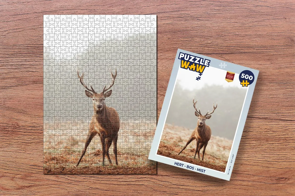 PuzzleWow Hert Bos Mist Legpuzzel 500 Stuks - Multicolor