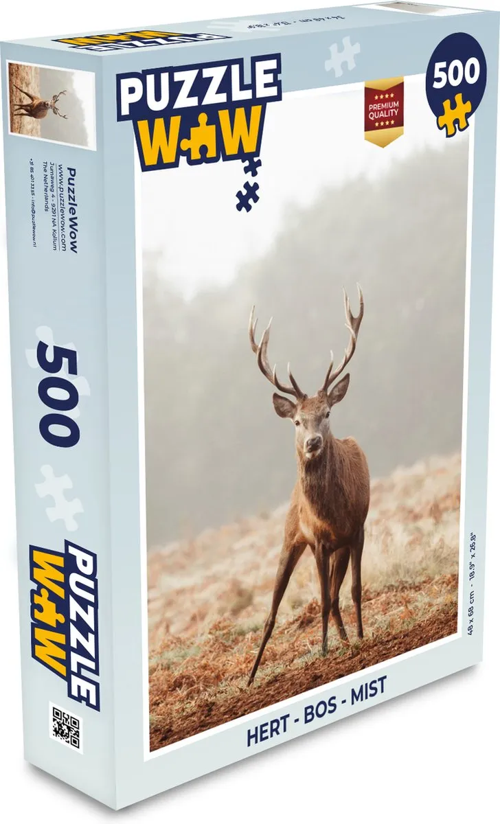 PuzzleWow Hert Bos Mist Legpuzzel 500 Stuks - Multicolor