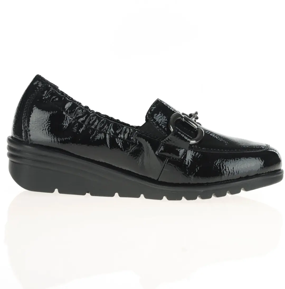 Rieker L5352-00 loafers instappers zwart lak maat 42 Patent slip on