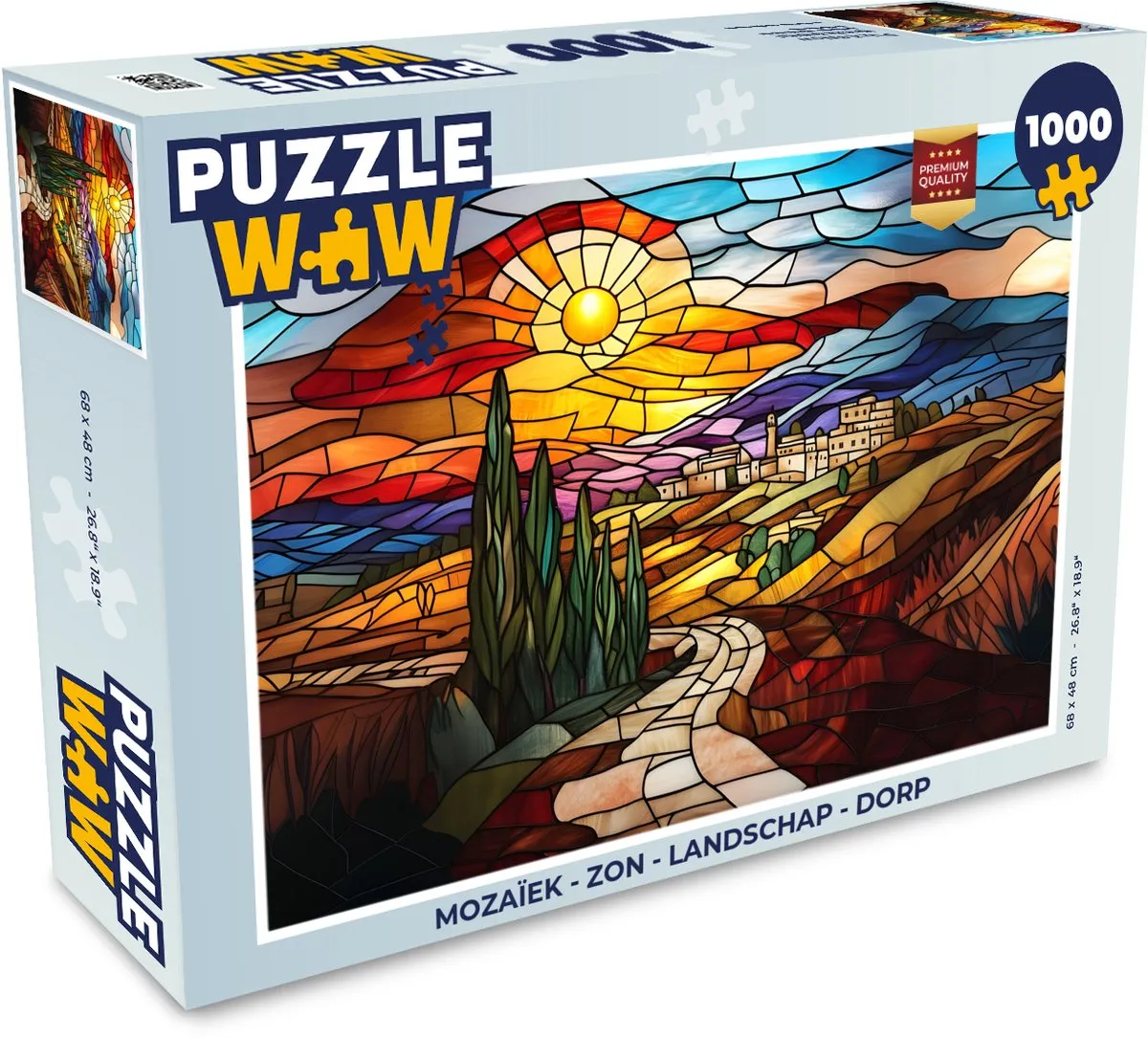 PuzzleWow Mozaïek Zon Landschap Dorp Legpuzzel 1000 Stuks