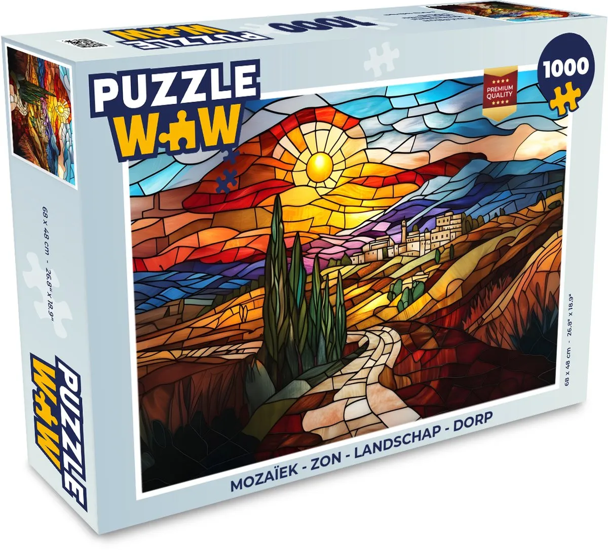 PuzzleWow Mozaïek Zon Landschap Dorp Legpuzzel 1000 Stuks
