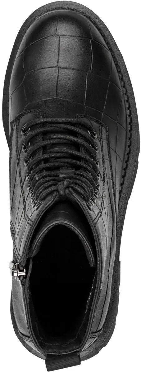 Tamaris Dames Lace Boot Flat Laarzen - 39 - Zwart gevlekt