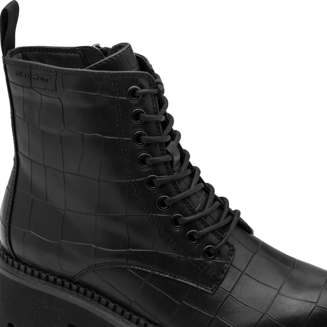 Tamaris Dames Lace Boot Flat Laarzen - 39 - Zwart gevlekt