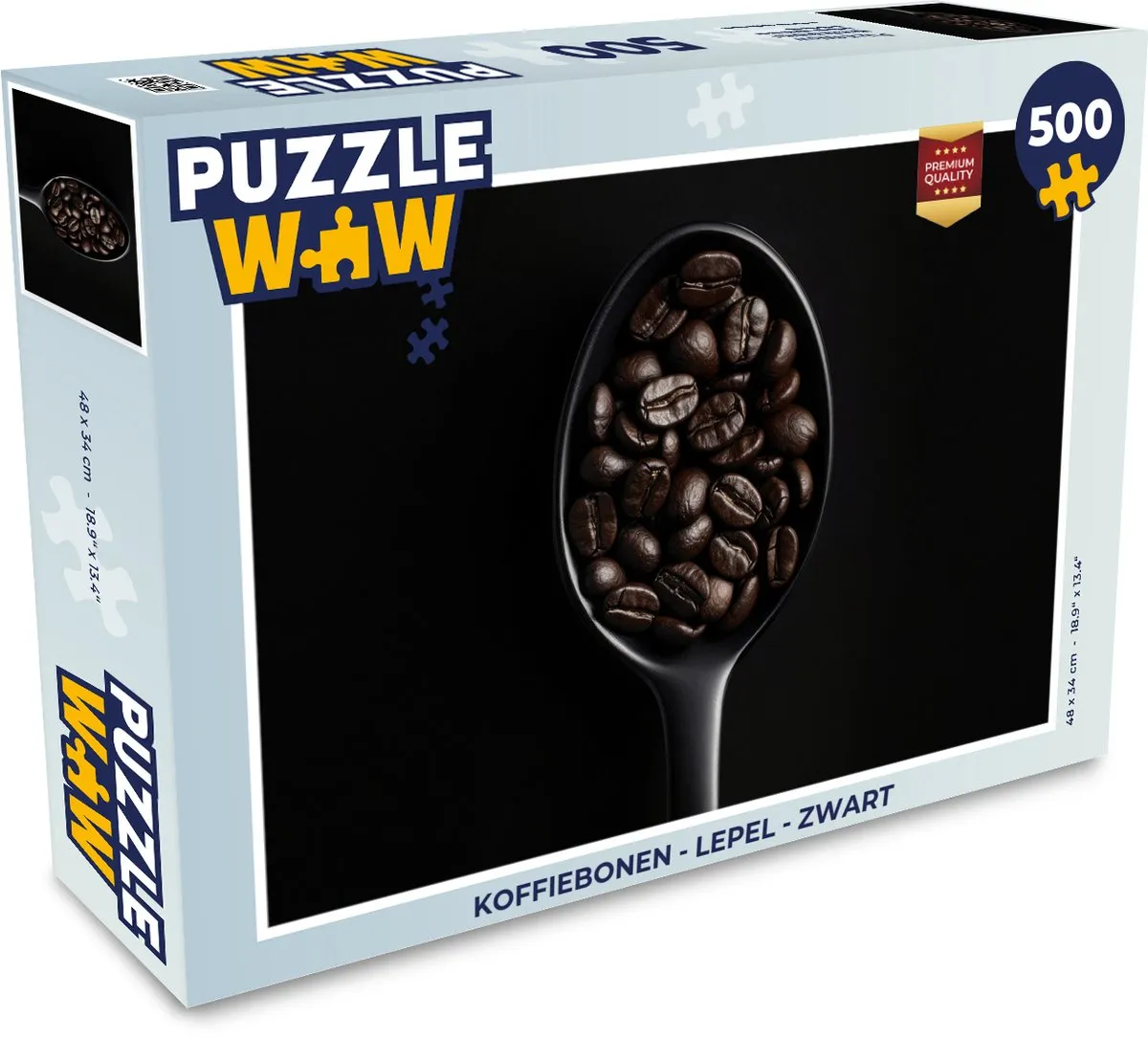 PuzzleWow Koffiebonen Lepel Puzzel 500 Stuks - Zwart