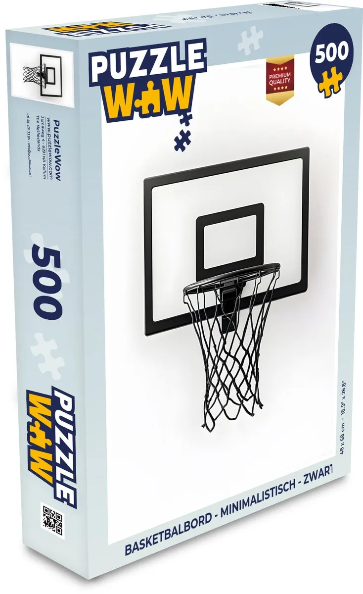 PuzzleWow Basketbalbord Legpuzzel 500 Stuks - Zwart