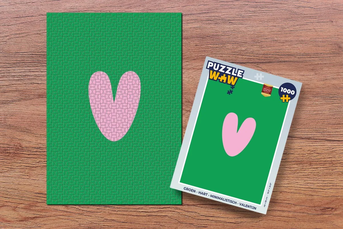 PuzzleWow Valentijn Hart Legpuzzel 1000 Stuks - Groen Roze